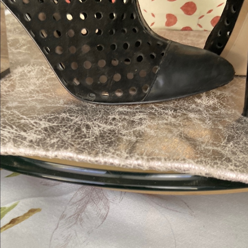 French Connection Black Ankle Booties with Perforated Design